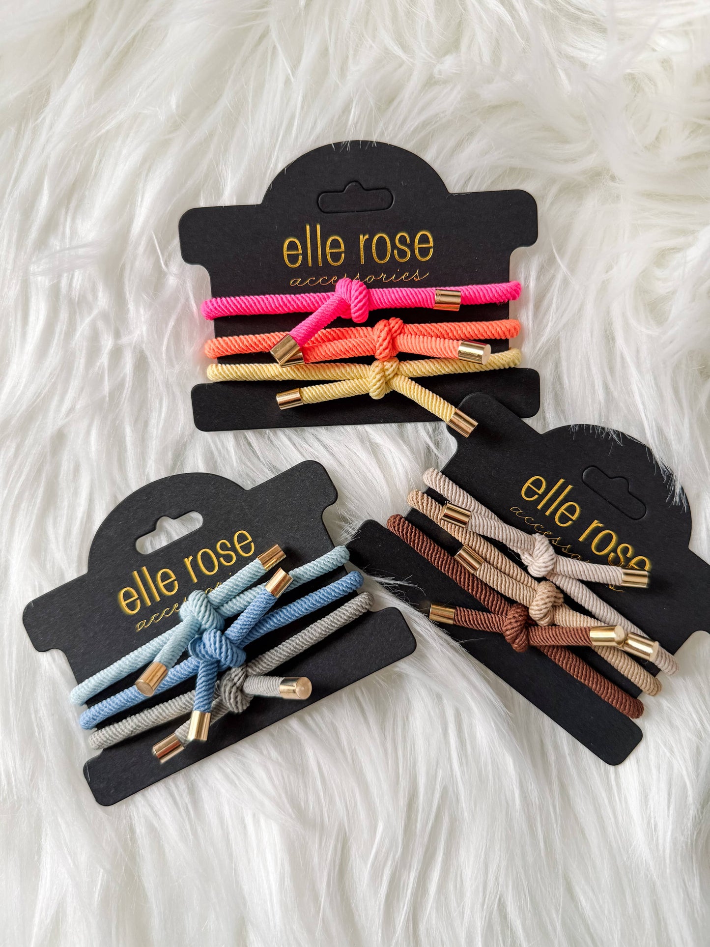 Blue Hair Tie/Bracelet Trio