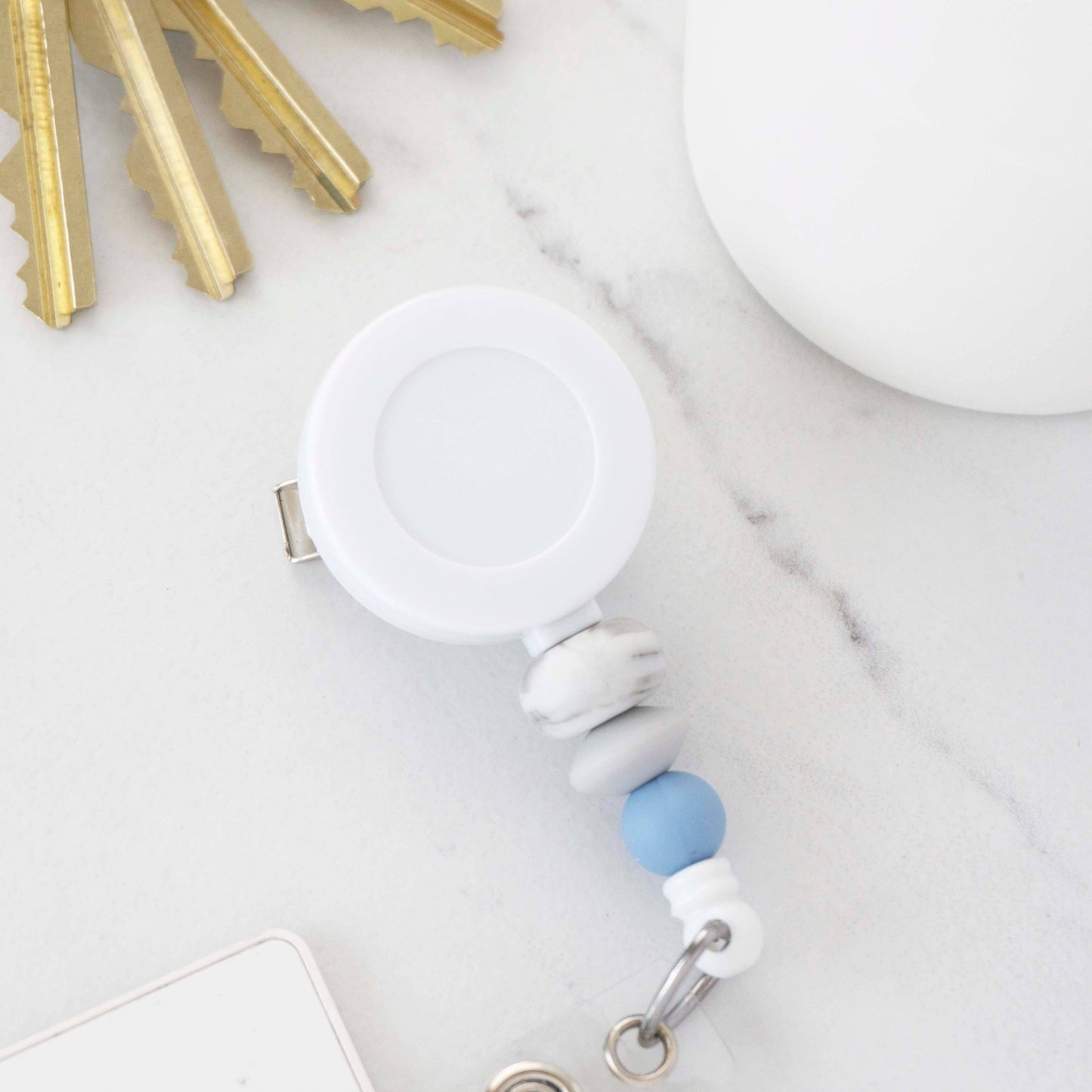 Retractable Beaded Badge Reel ID Holder