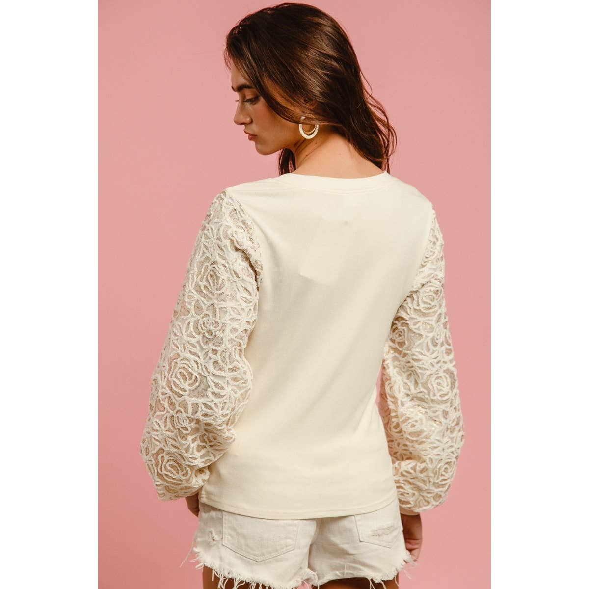 CHENILLE AND SEQUIN EMBELLISHED FLORAL KNIT TOP