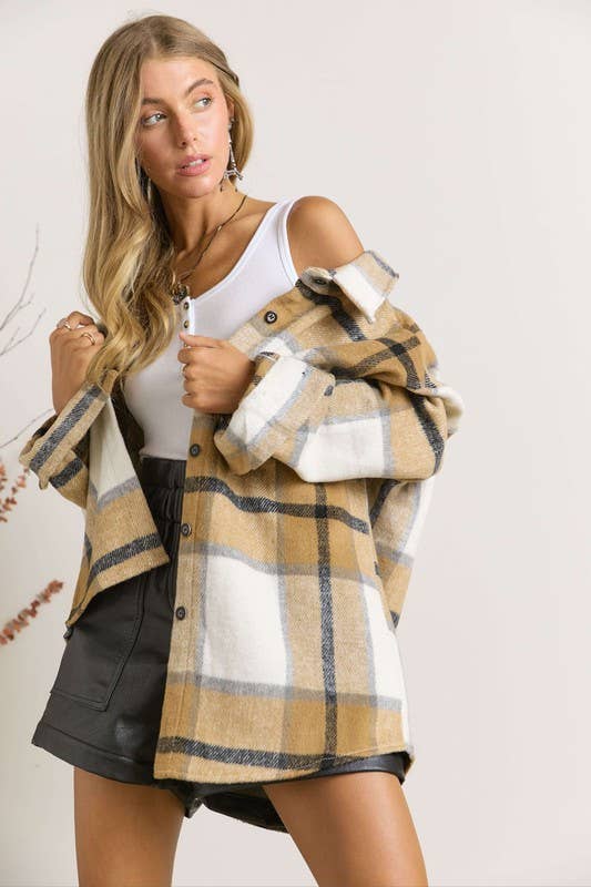 Plaid Flannel Shirt Jacket Shirket