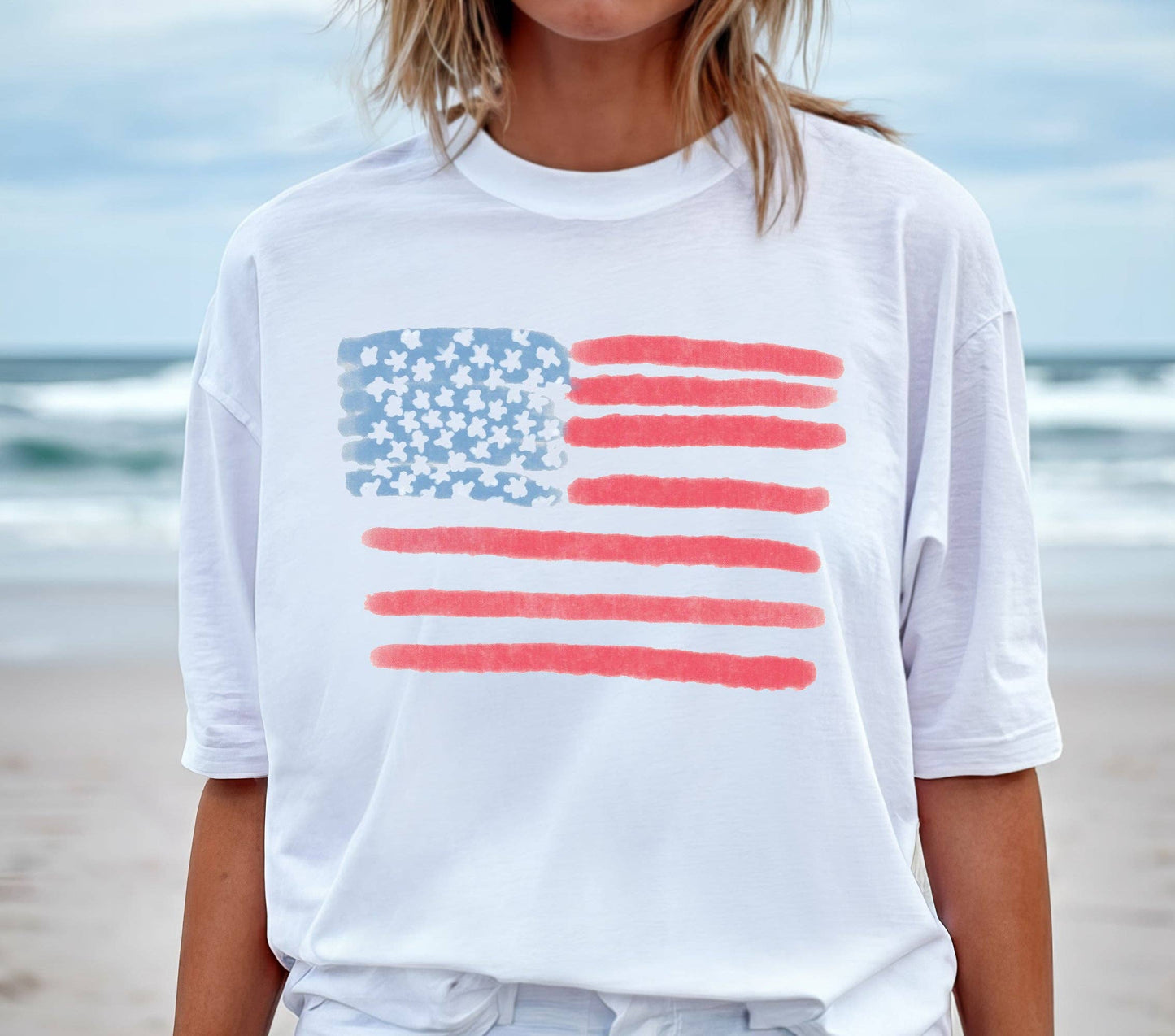Retro America Shirt, American Flag Patriotic 4th of July: White