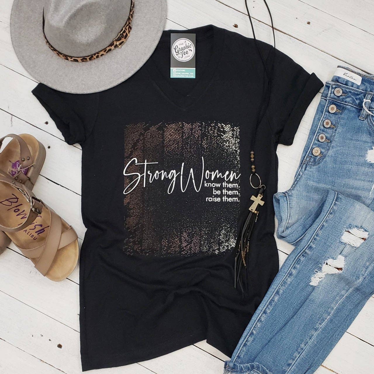 Strong Women V Neck Tee