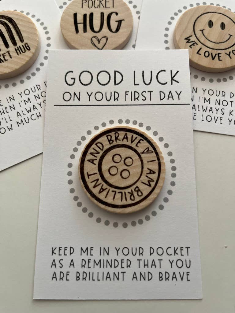 Back To School Pocket Hug, Brave Button, and Smile