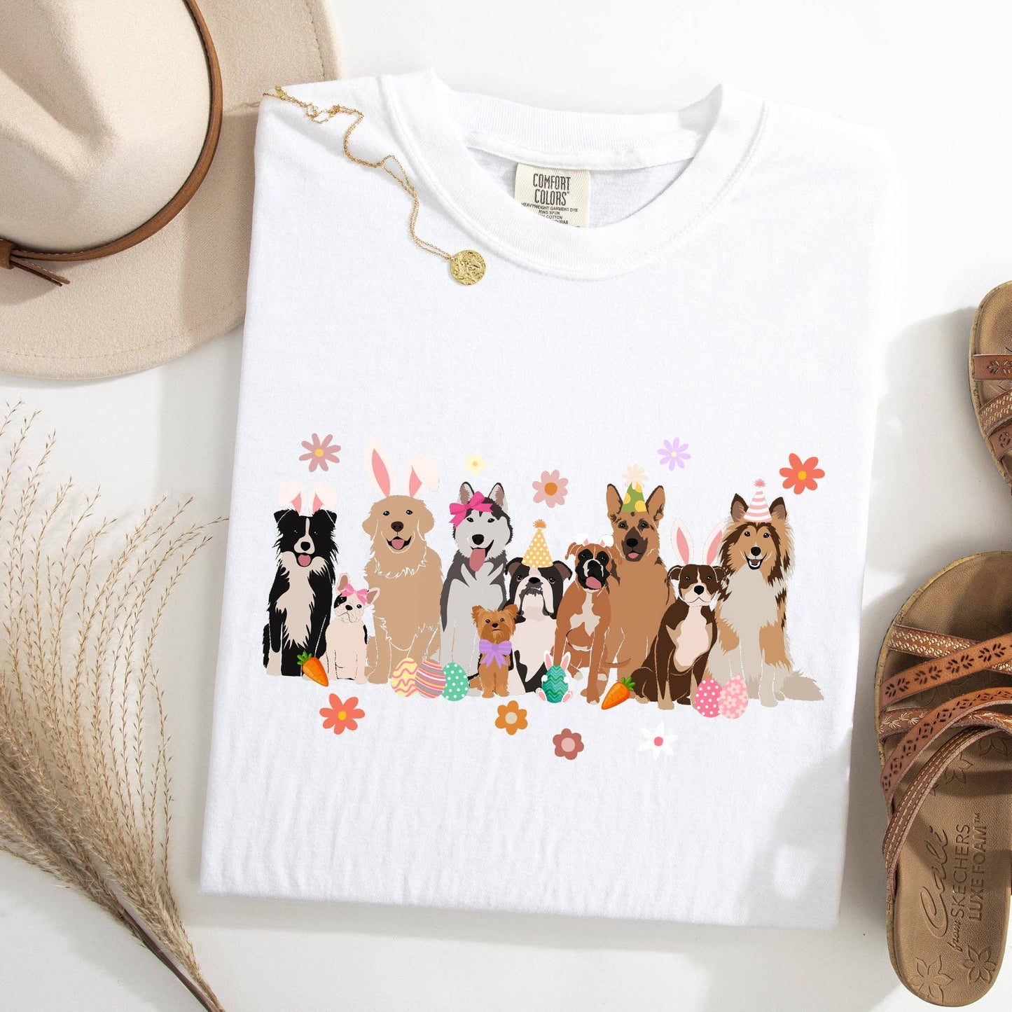 Adorable Dogs, Easter, Bunny, Jesus, Rabbit, Holiday Tshirt: White