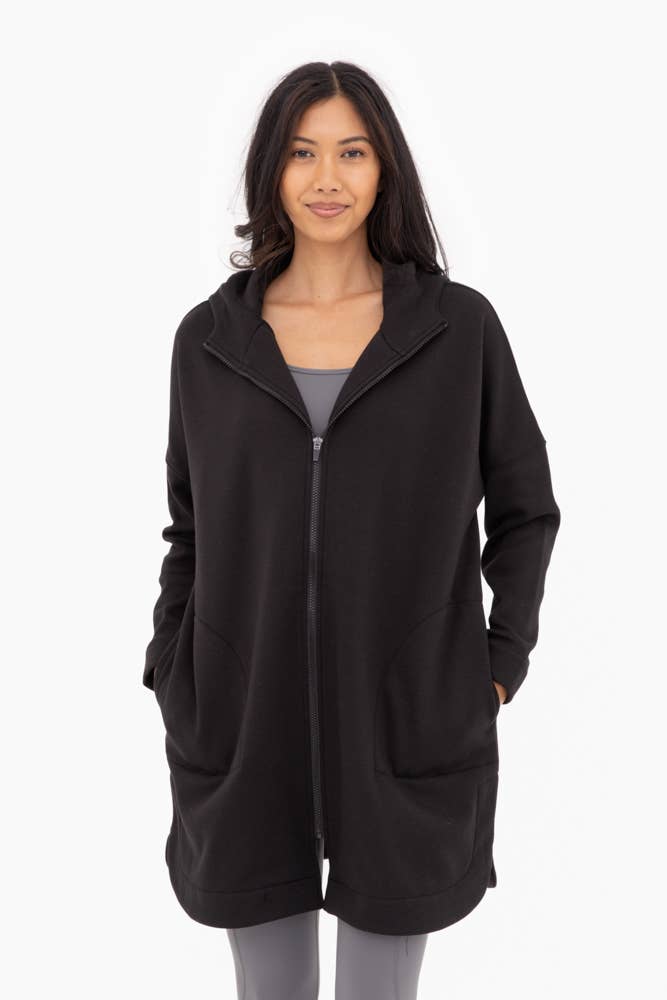 Longline Zip-Up Jacket with Hood