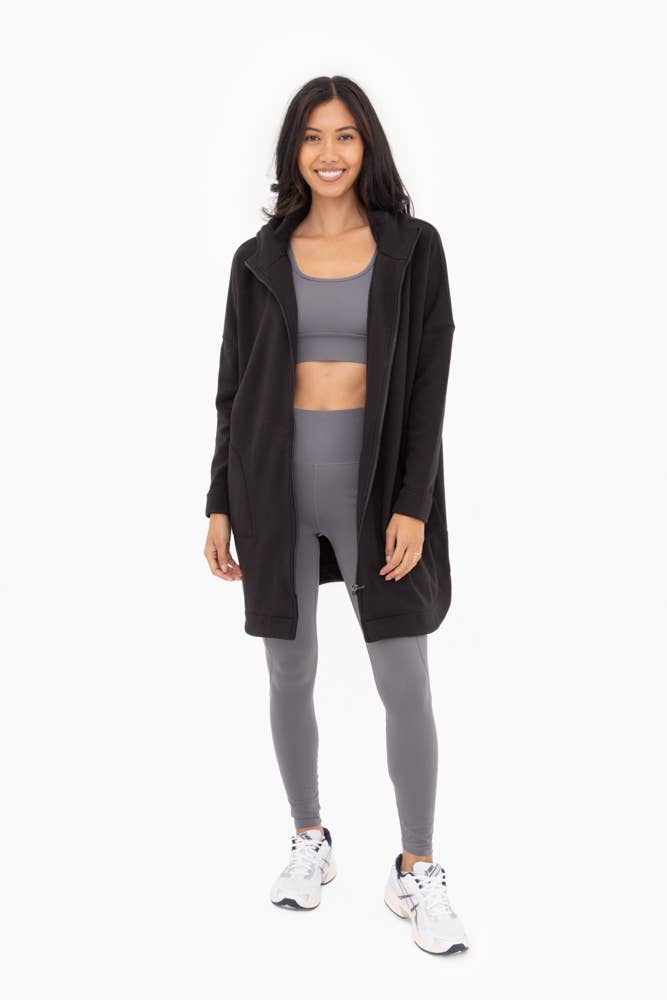 Longline Zip-Up Jacket with Hood