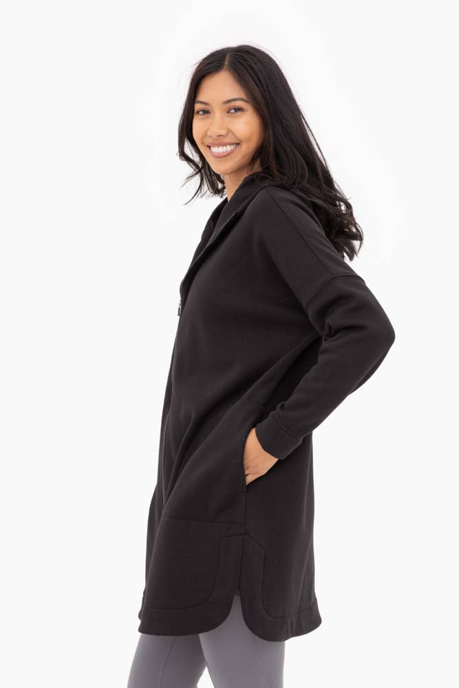 Longline Zip-Up Jacket with Hood