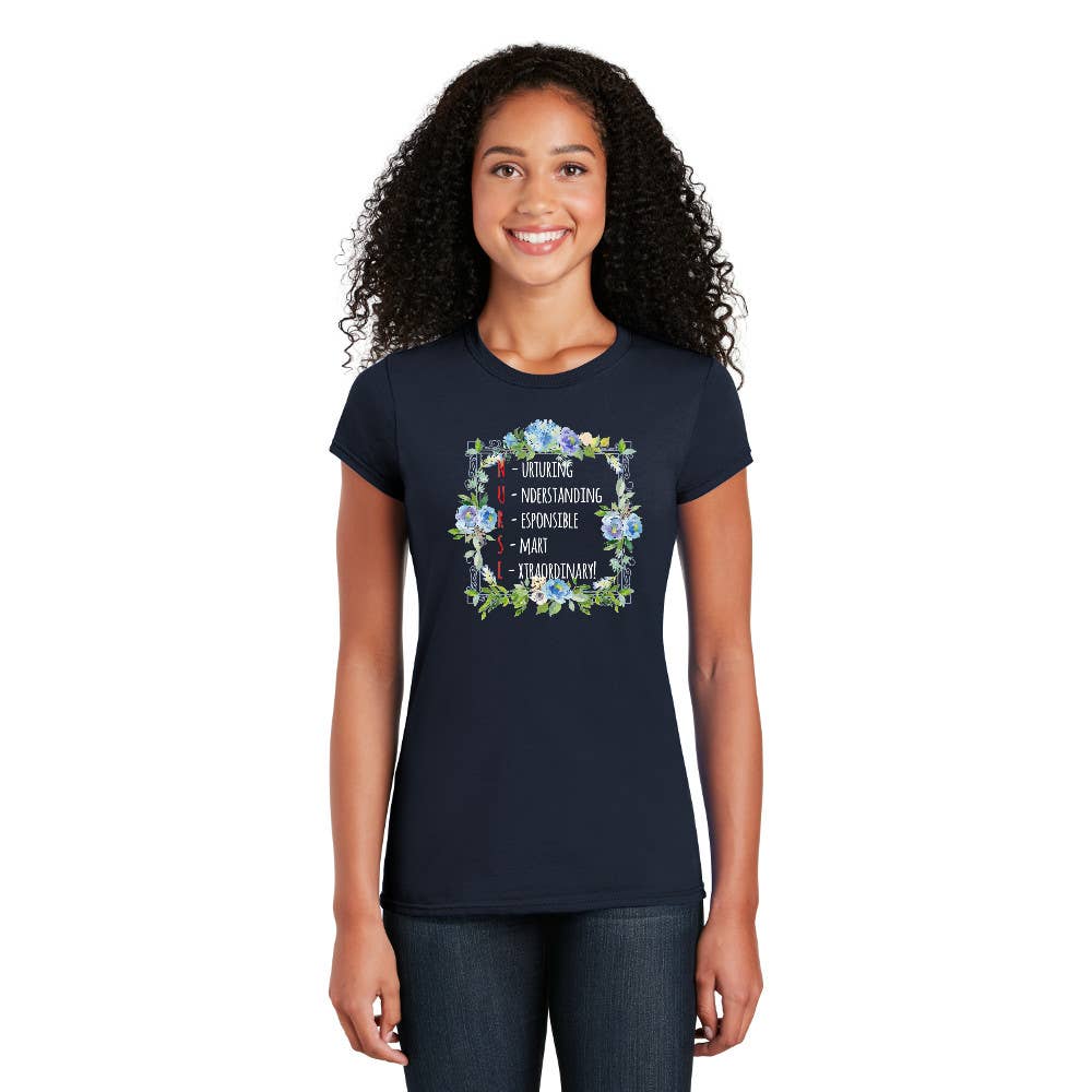 Nurse Acronym - Cotton Short Sleeve T-Shirt: Navy