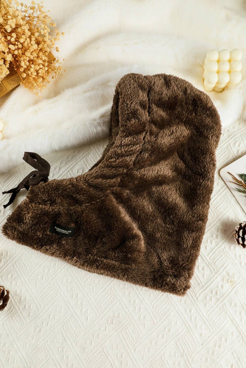 Coffee Winter Sherpa Ski Mask Windproof Hood