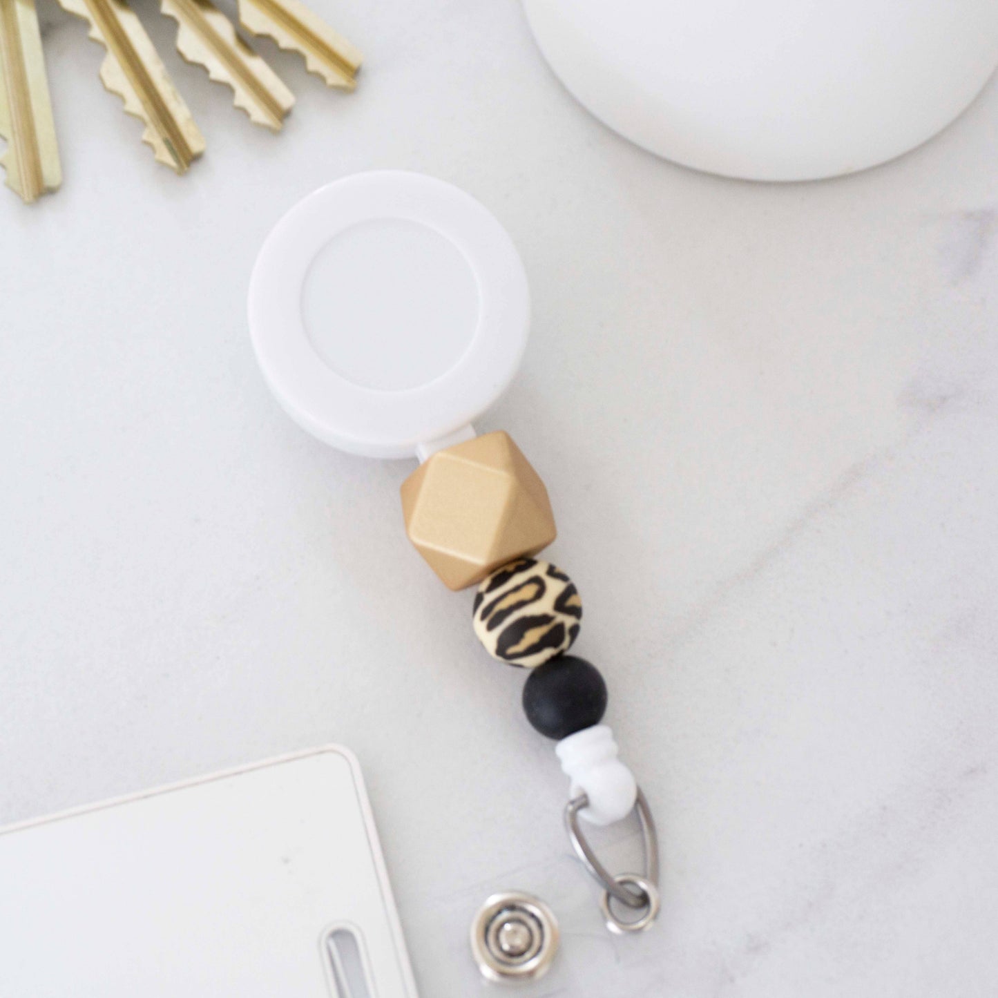 Simple Silicone Beaded ID Retractable Badge Reel