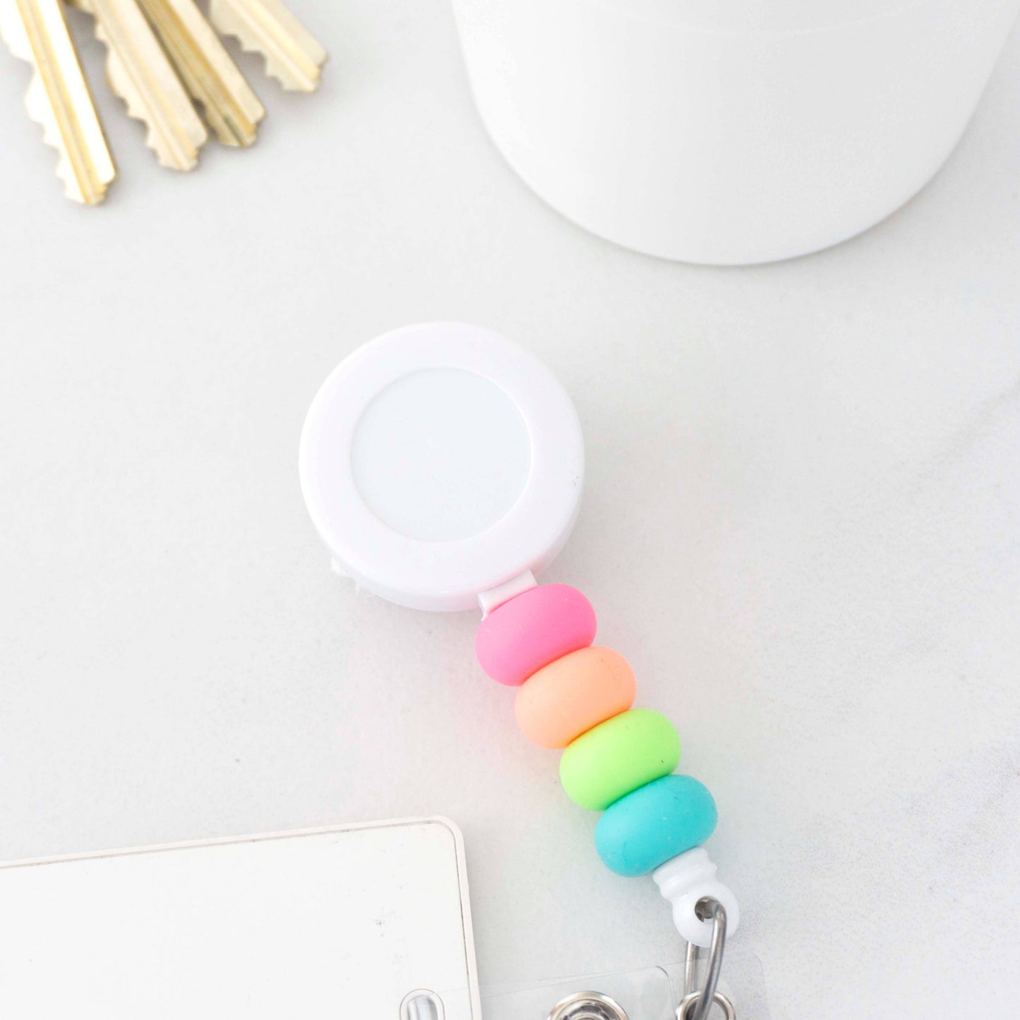 Neon Silicone Bead Retractable Badge Reel ID Holder