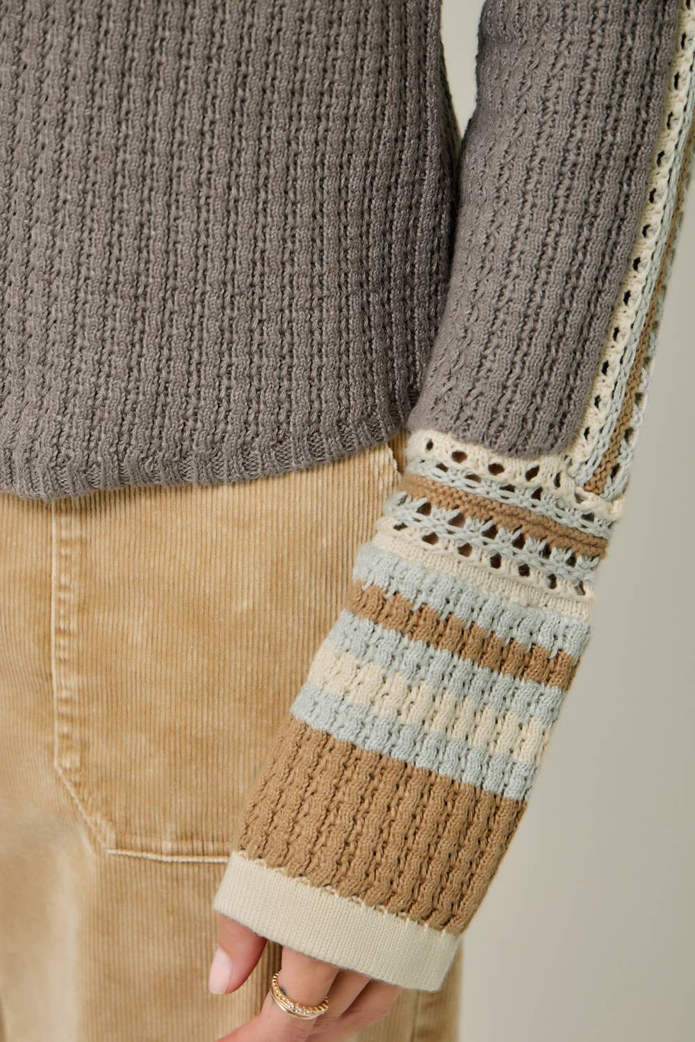 Raglan Sleeve Trim Detail Sweater Top