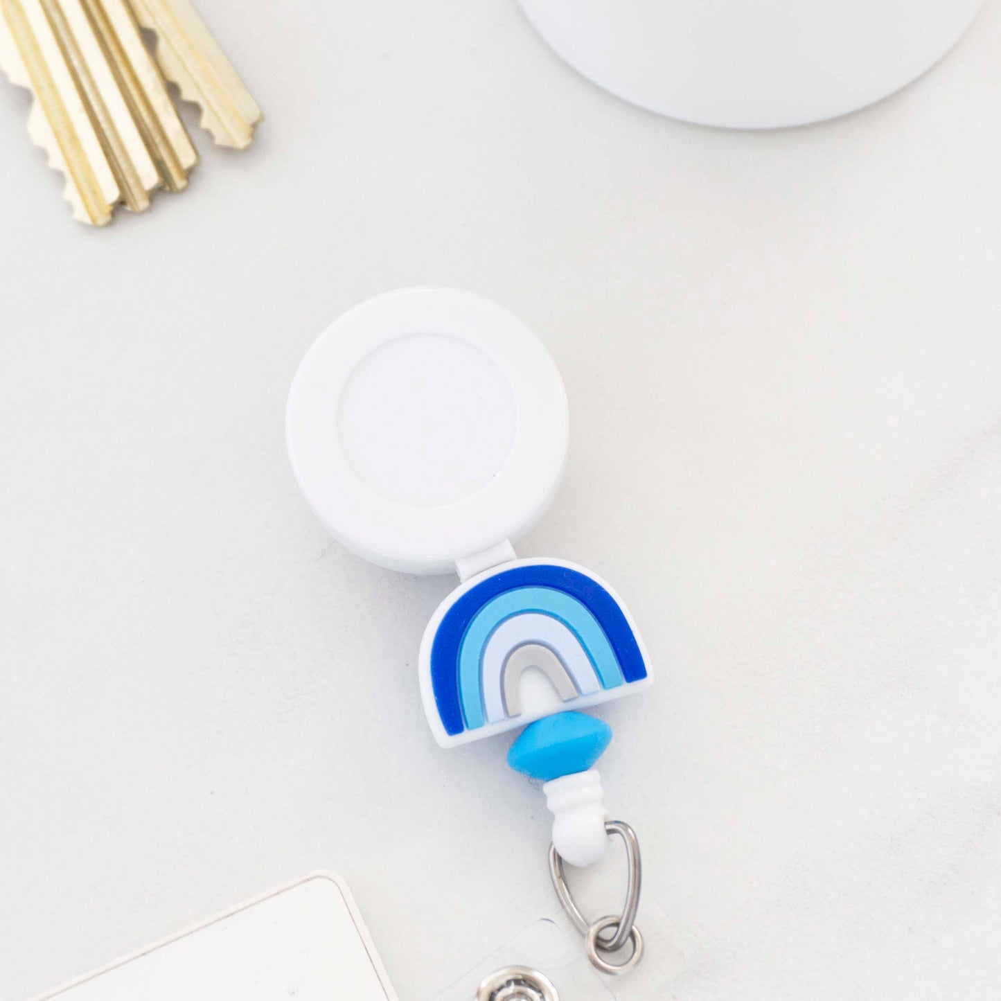 Rainbow Badge Reel with Decorative Silicone Beads