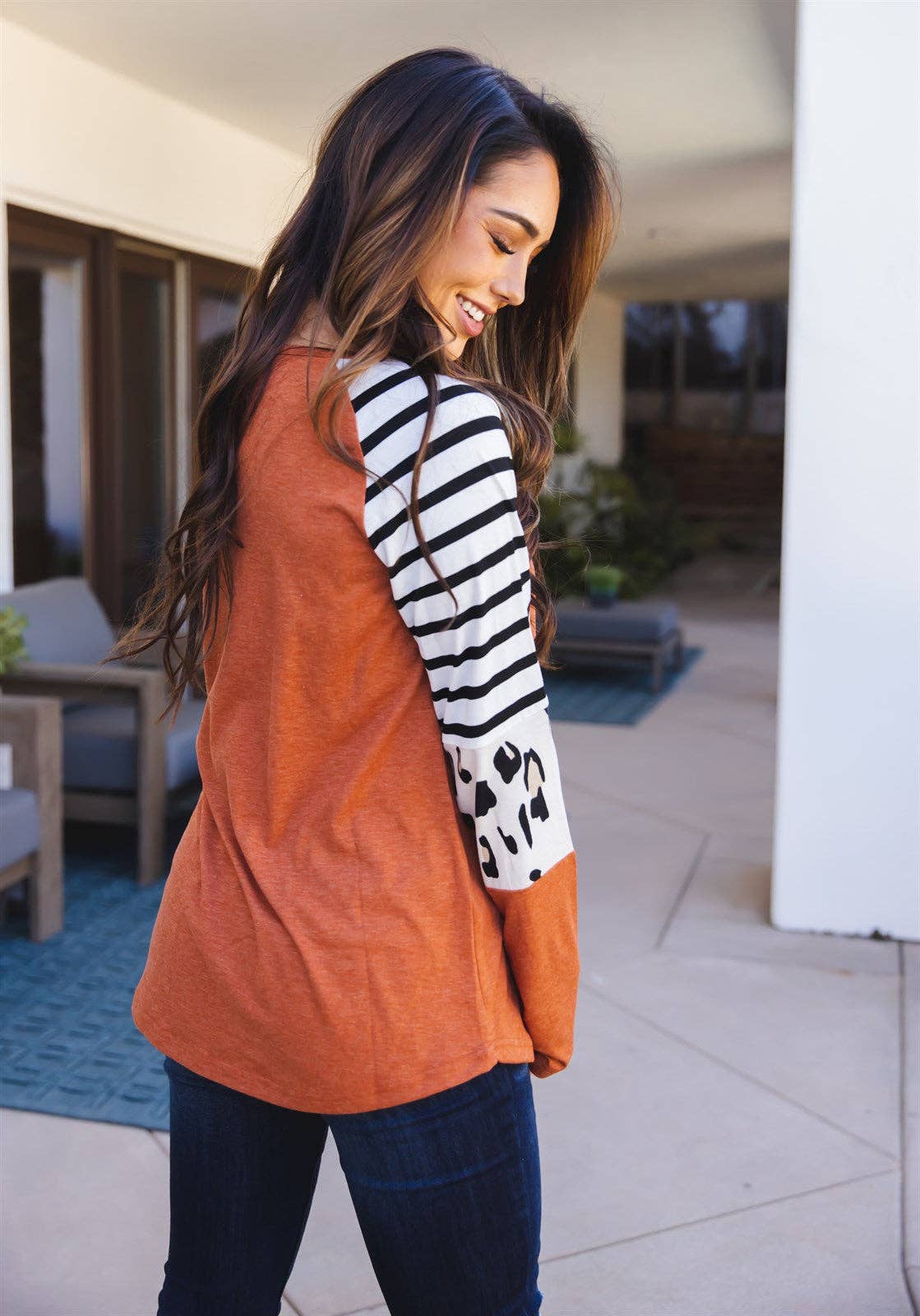 Stripe Animal Print Nancy Top