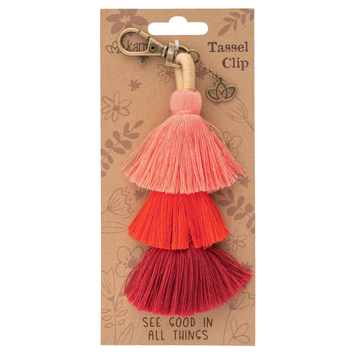 Tassel Clip Keychain: Choose Happy - Mustard