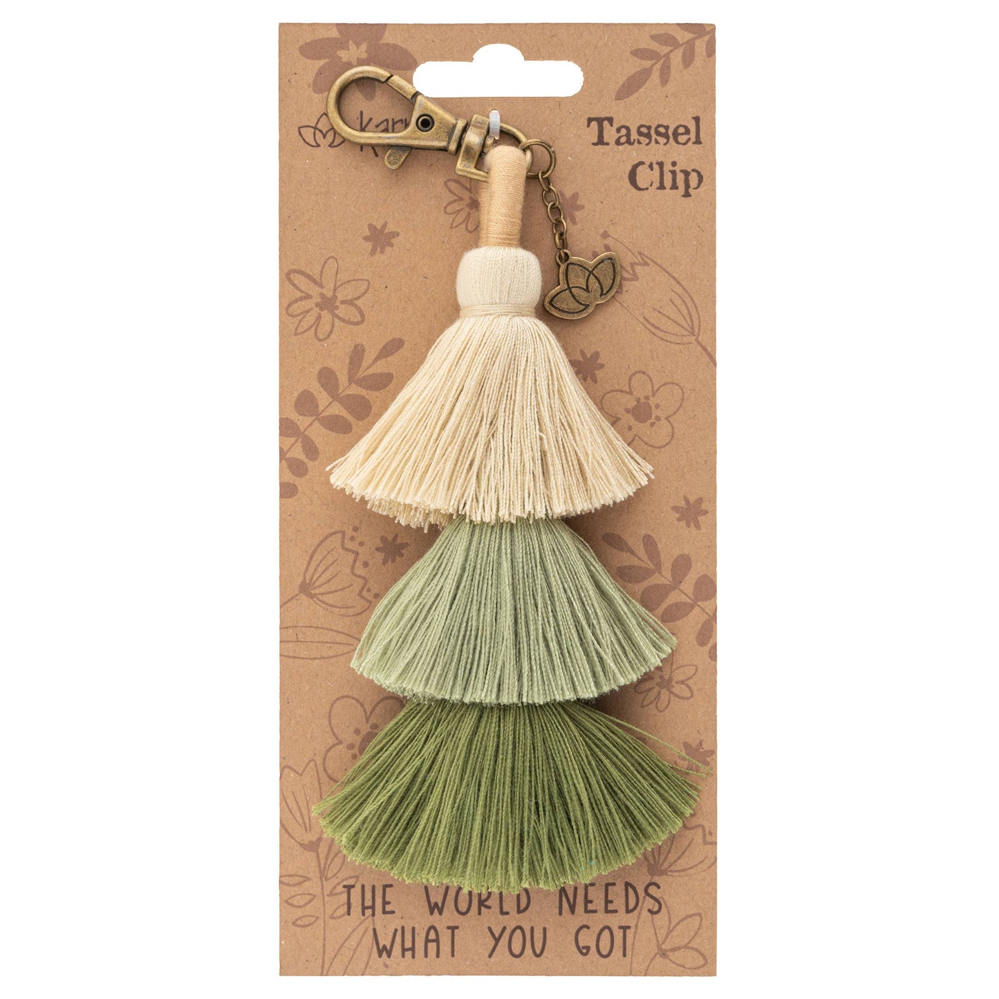 Tassel Clip Keychain: Choose Happy - Mustard