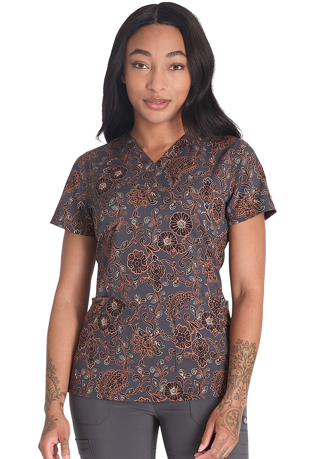 Dickies Prints V-Neck Print Top in Western Floral