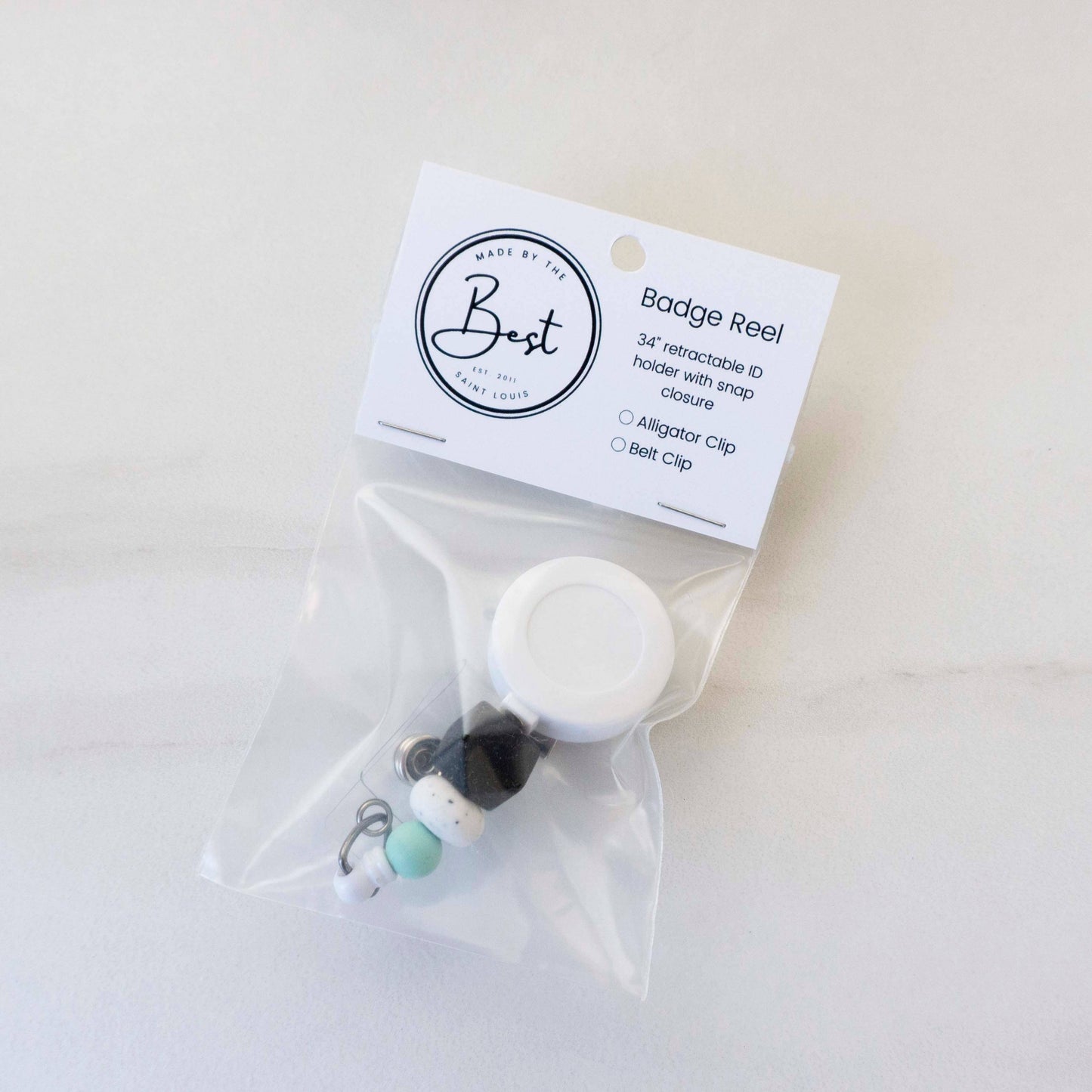 Simple Silicone Beaded ID Card Retractable Badge Reel