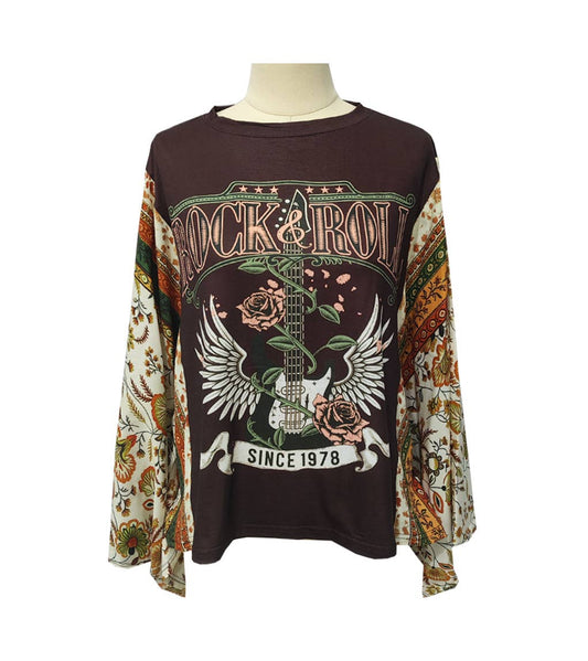 Western Rock and Roll Kimono Sleeve Relaxed Graphic Tees