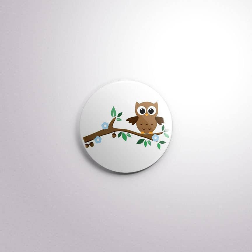 Exchangeable Badge Button Owls