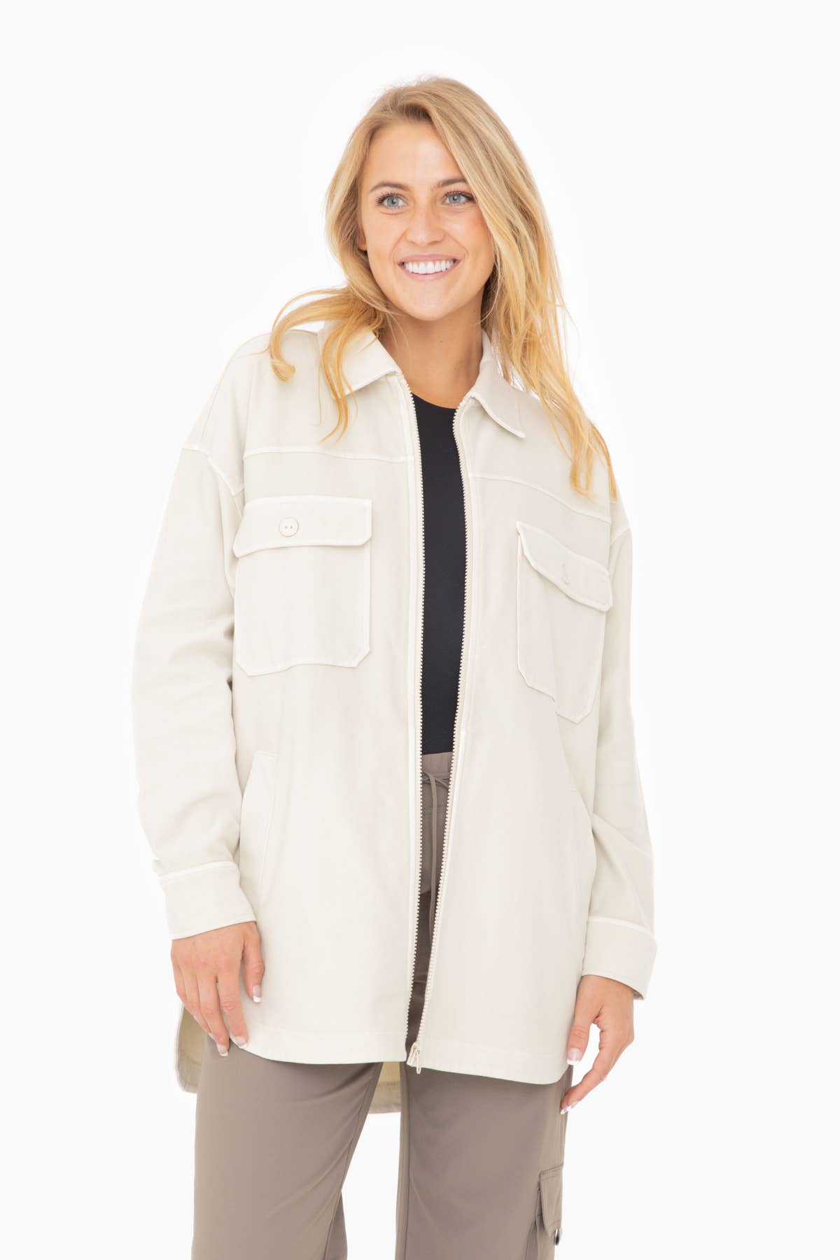 Oversized Cotton Blend Shacket: