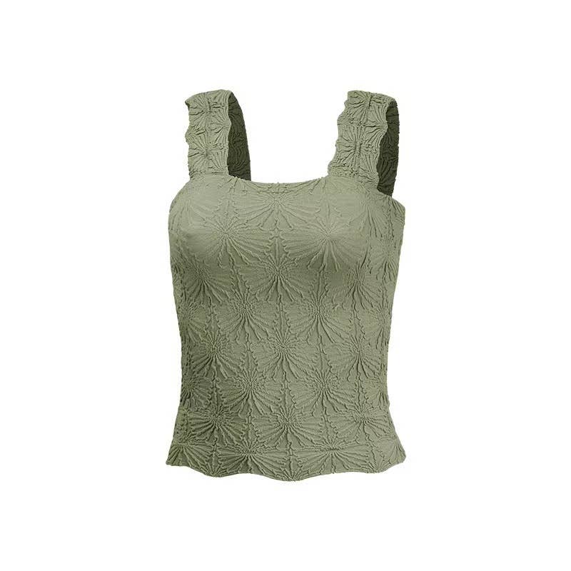 Essential Basic Flower Jacquard Y2k fitted Tank