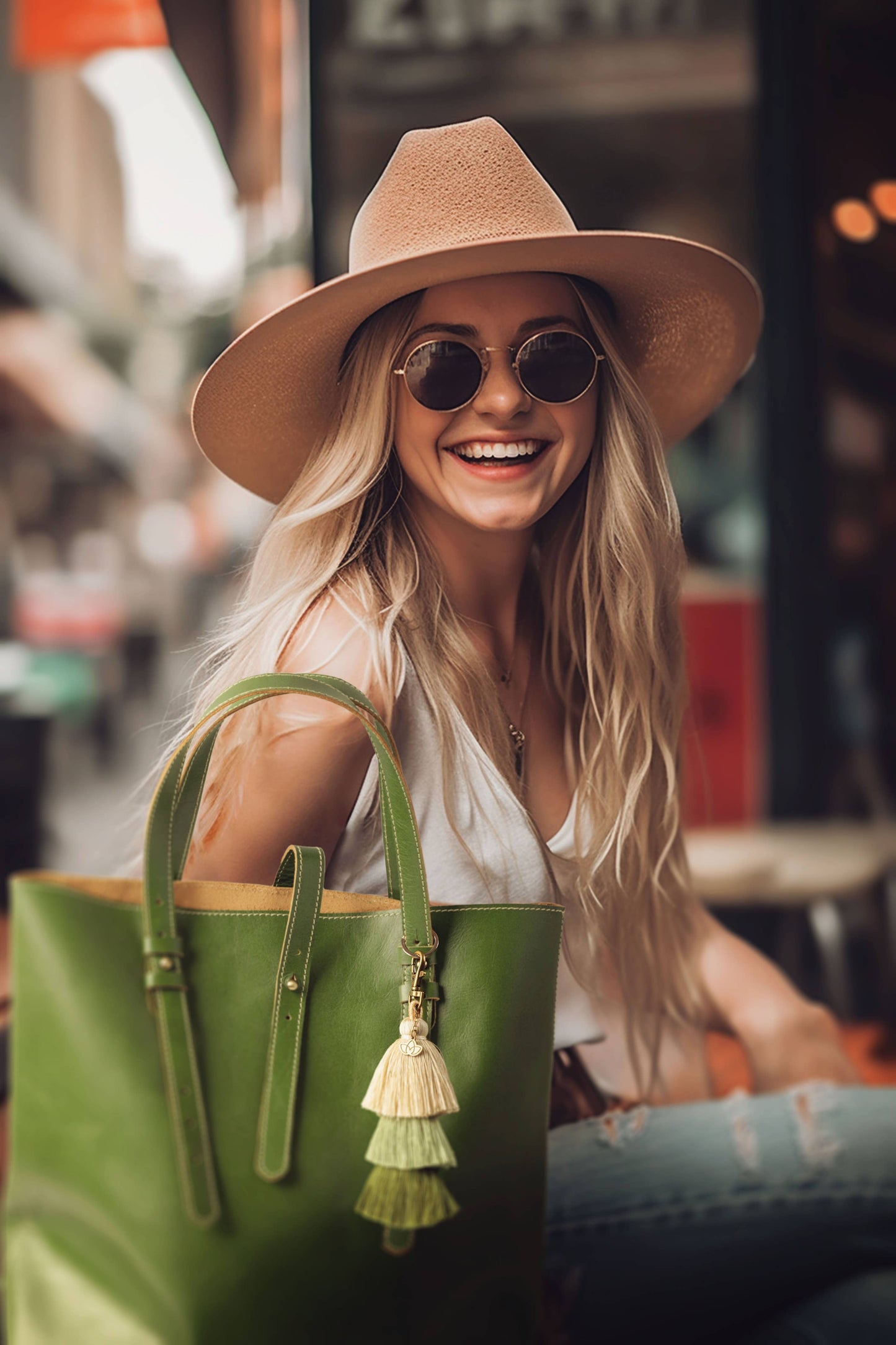Tassel Clip Keychain: Choose Happy - Mustard