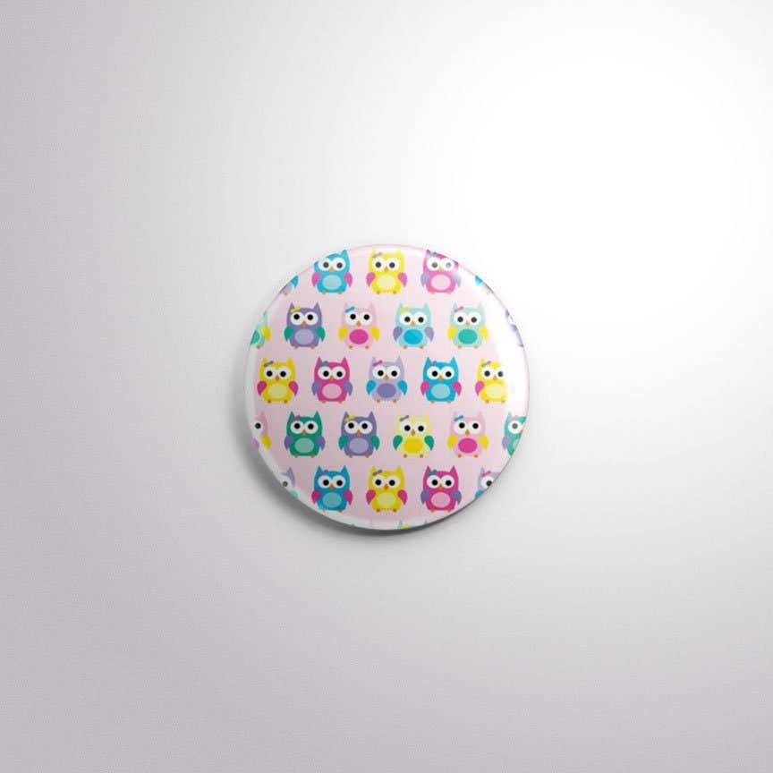 Exchangeable Badge Button Owls