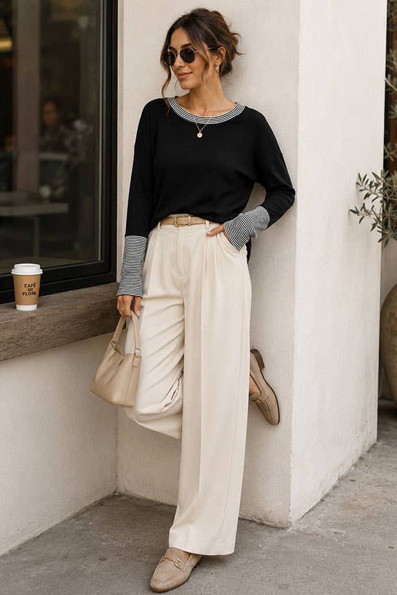 Harbor Stripe Sleeve Knit Top