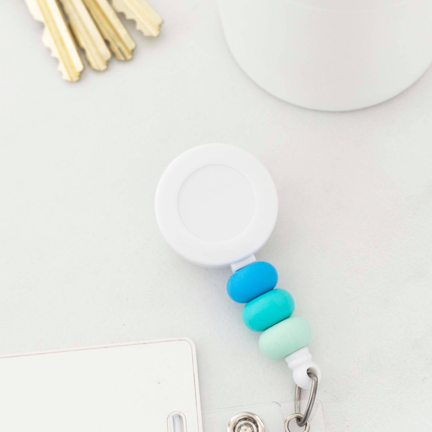 Simple Silicone Beaded ID Card Retractable Badge Reel