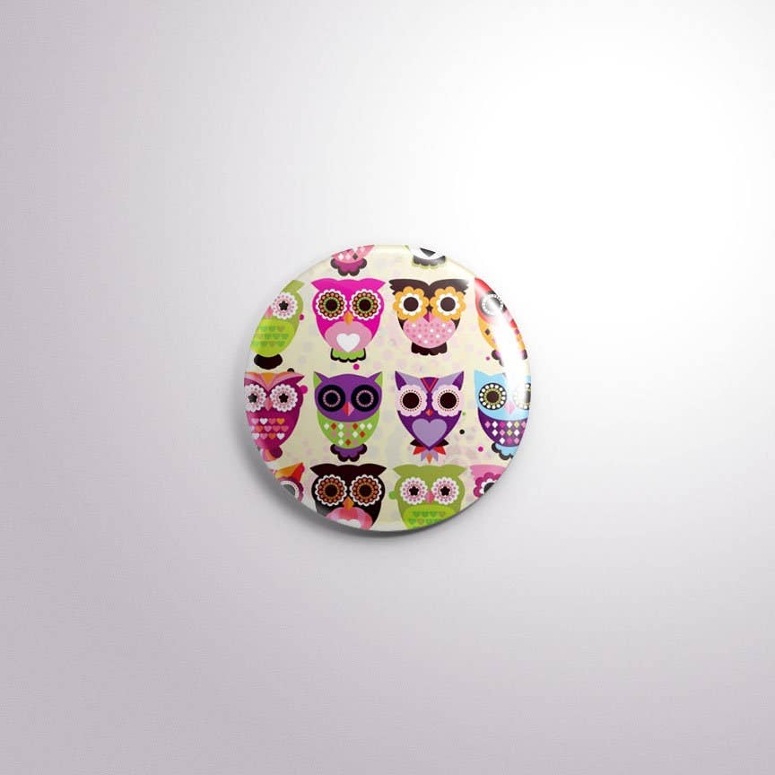 Exchangeable Badge Button Owls