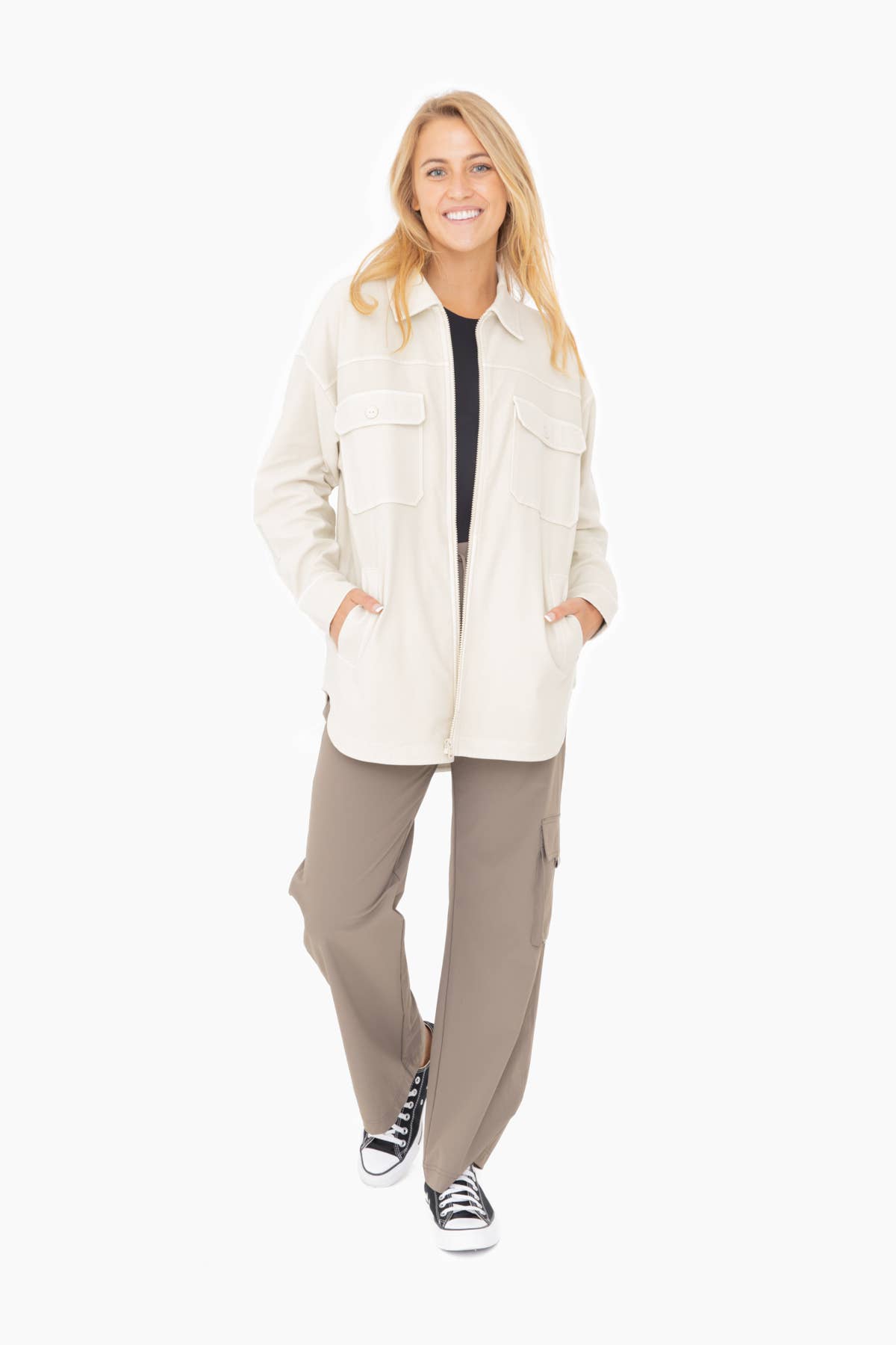 Oversized Cotton Blend Shacket: