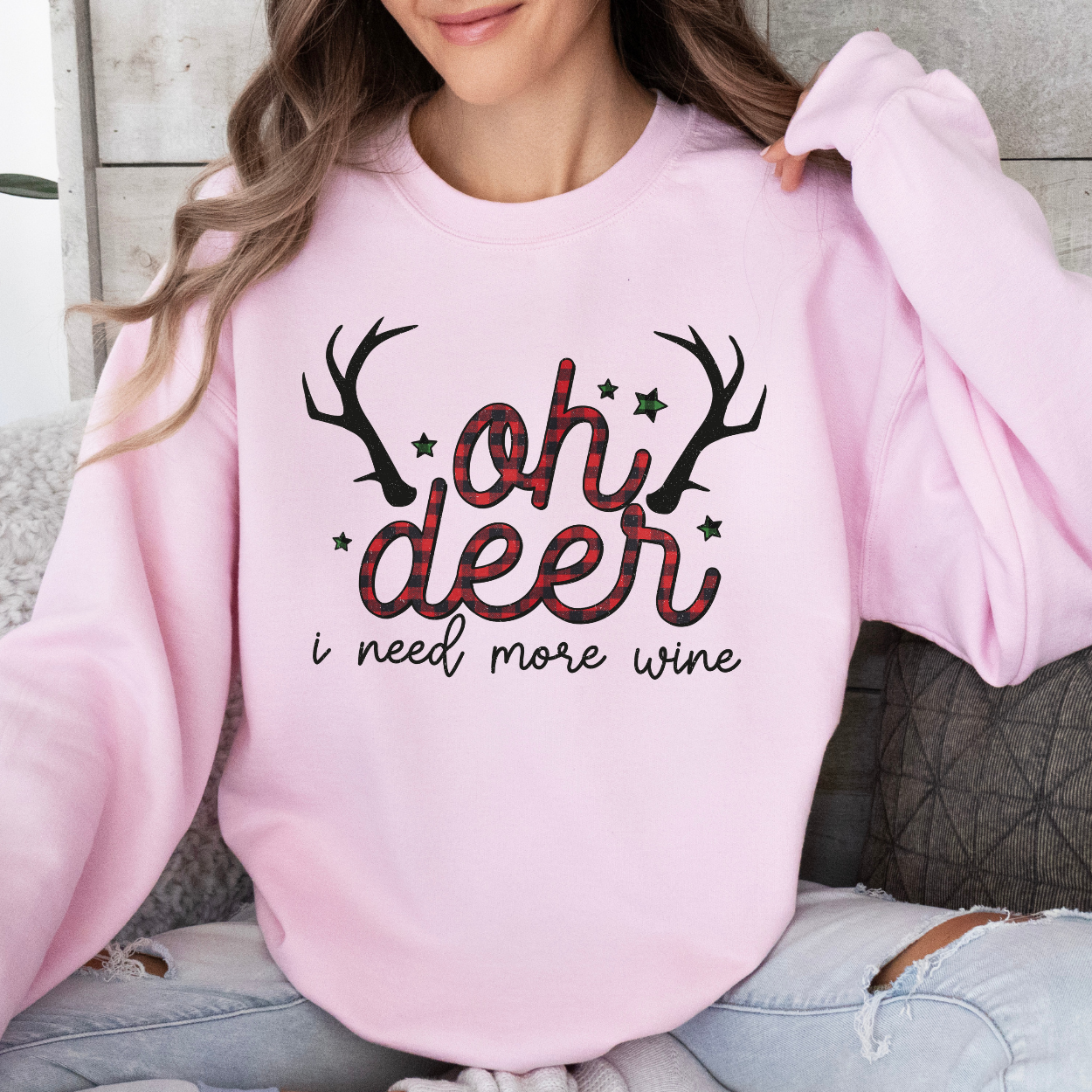 Oh deer I need more wine women's Christmas sweatshirt