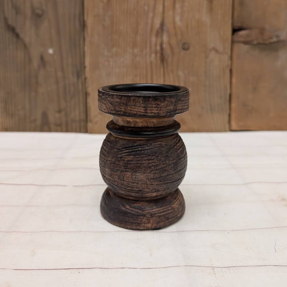 Wood Pillar Candle Holder