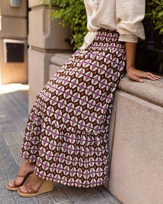 Boho Vintage Abstract Geometric Pattern Skirt