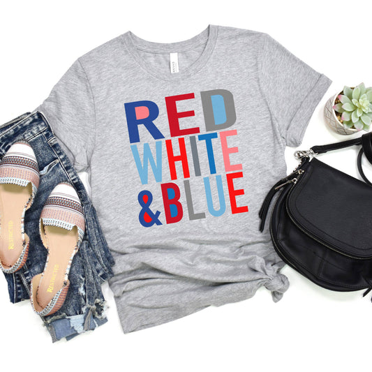 Red White & Blue Tee on Gray