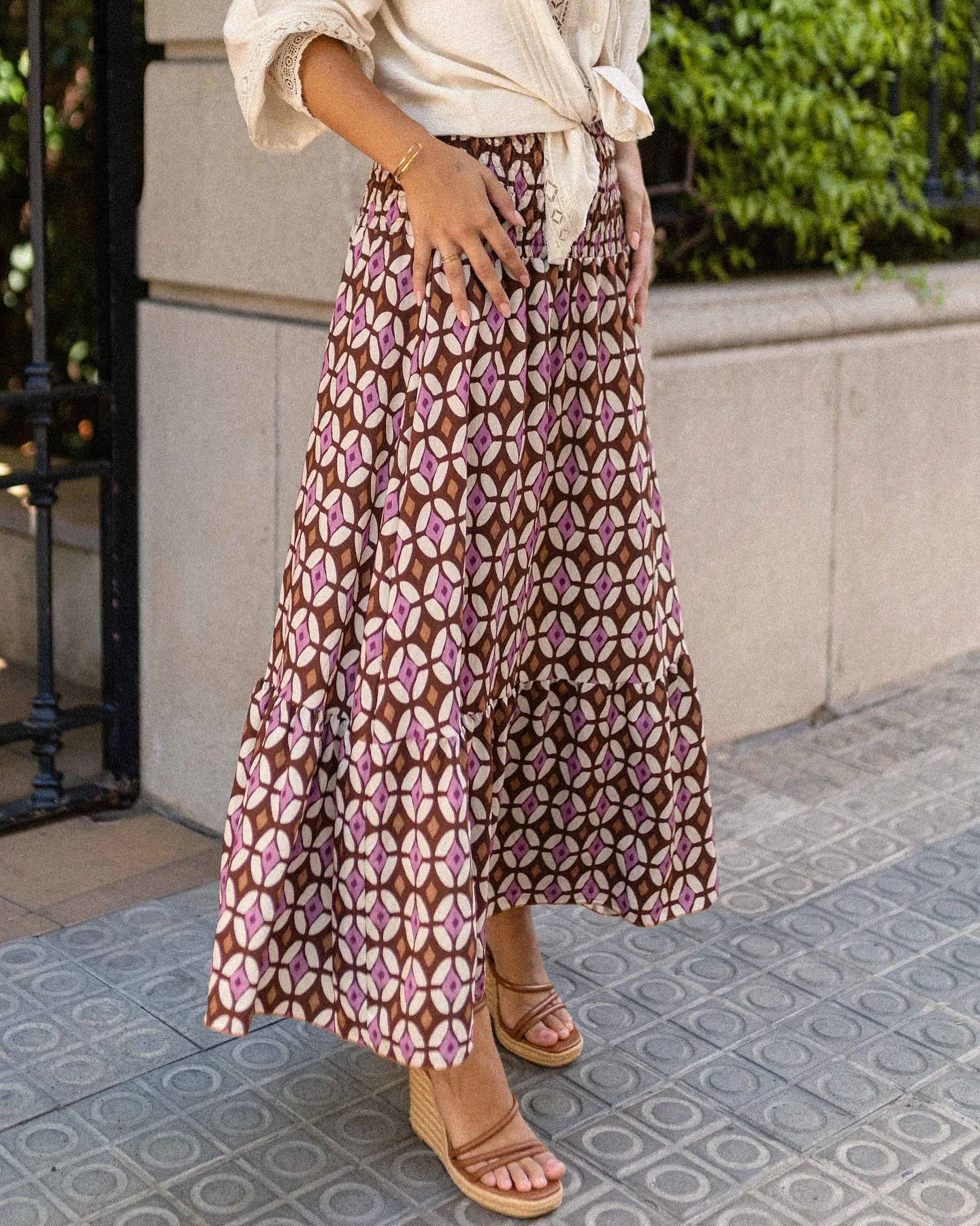 Boho Vintage Abstract Geometric Pattern Skirt