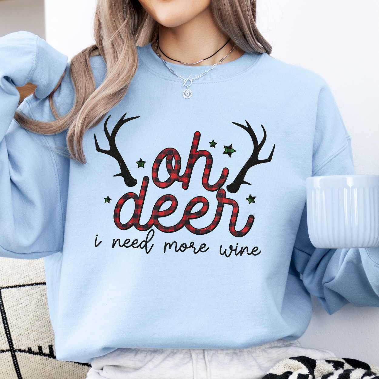 Oh deer I need more wine women's Christmas sweatshirt