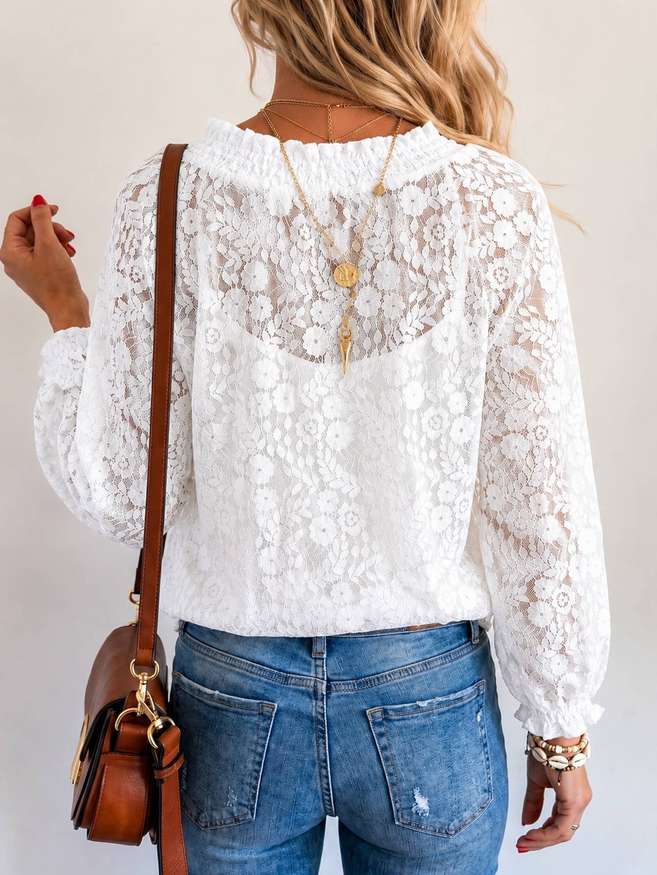 Romance Lace-Up  Floral Blouse