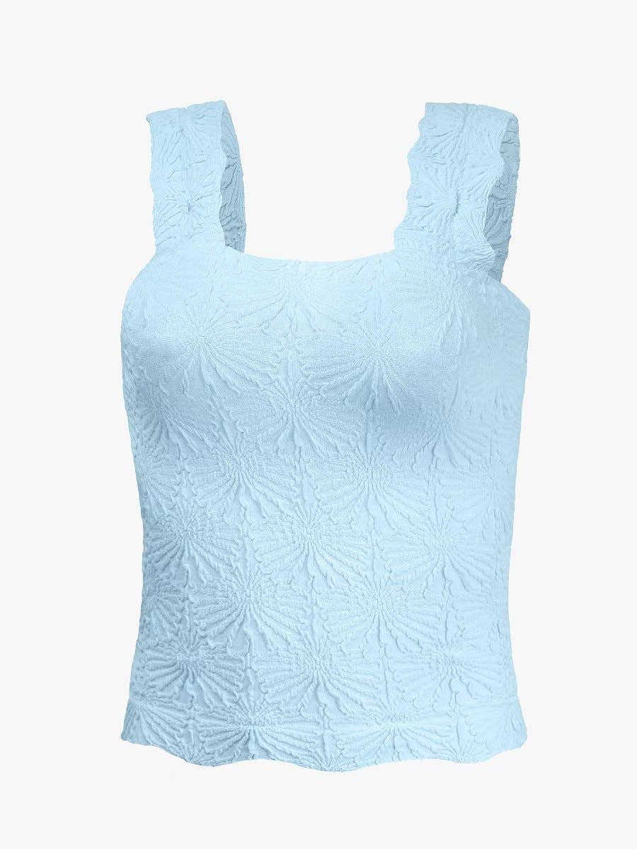 Essential Basic Flower Jacquard Y2k fitted Tank