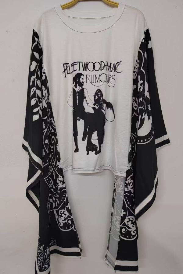 Country Music Vintage Graphic Tee with Long Kimono Sleeve
