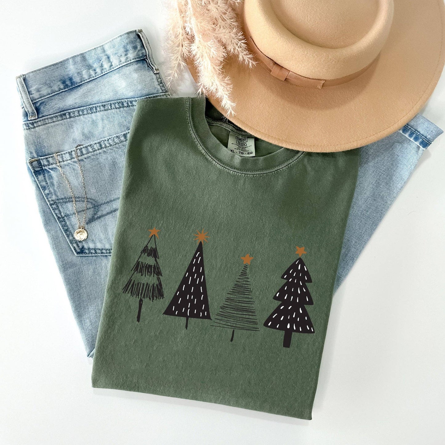 Minimalist Christmas Trees, Winter, Snow, Santa Tshirt