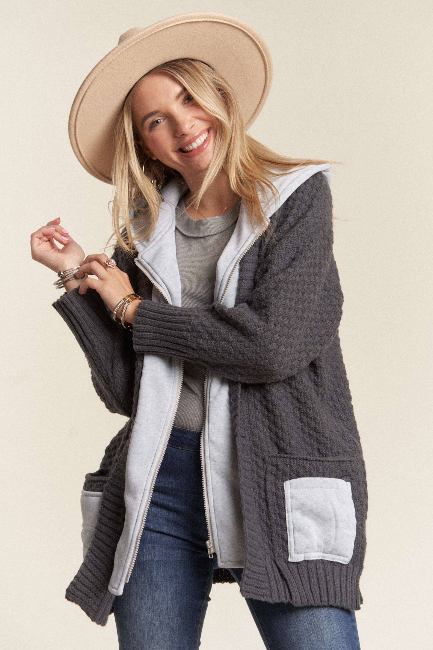 ZIP UP SWEATER HOODIE JACKET