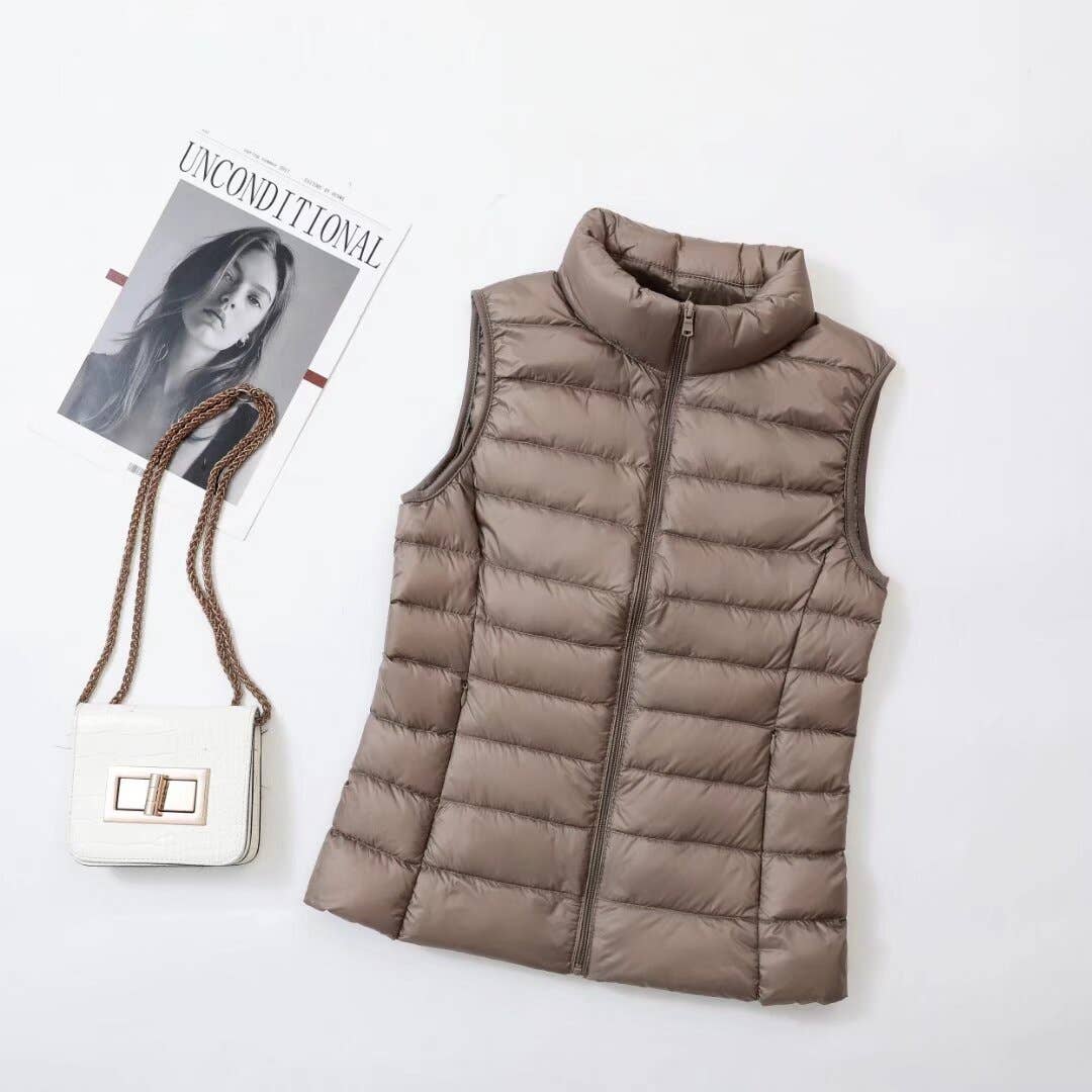 Essential basic puffer vest Slim-fit sleeveless jacket