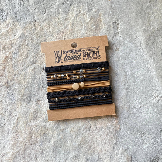 Rhinestone Hair Ties on Kraft Card | Black