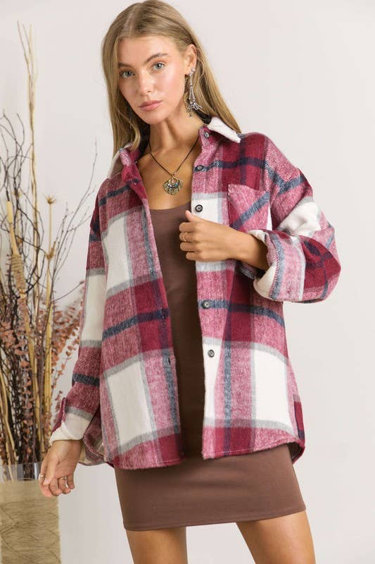 Plaid Flannel Shirt Jacket Shirket