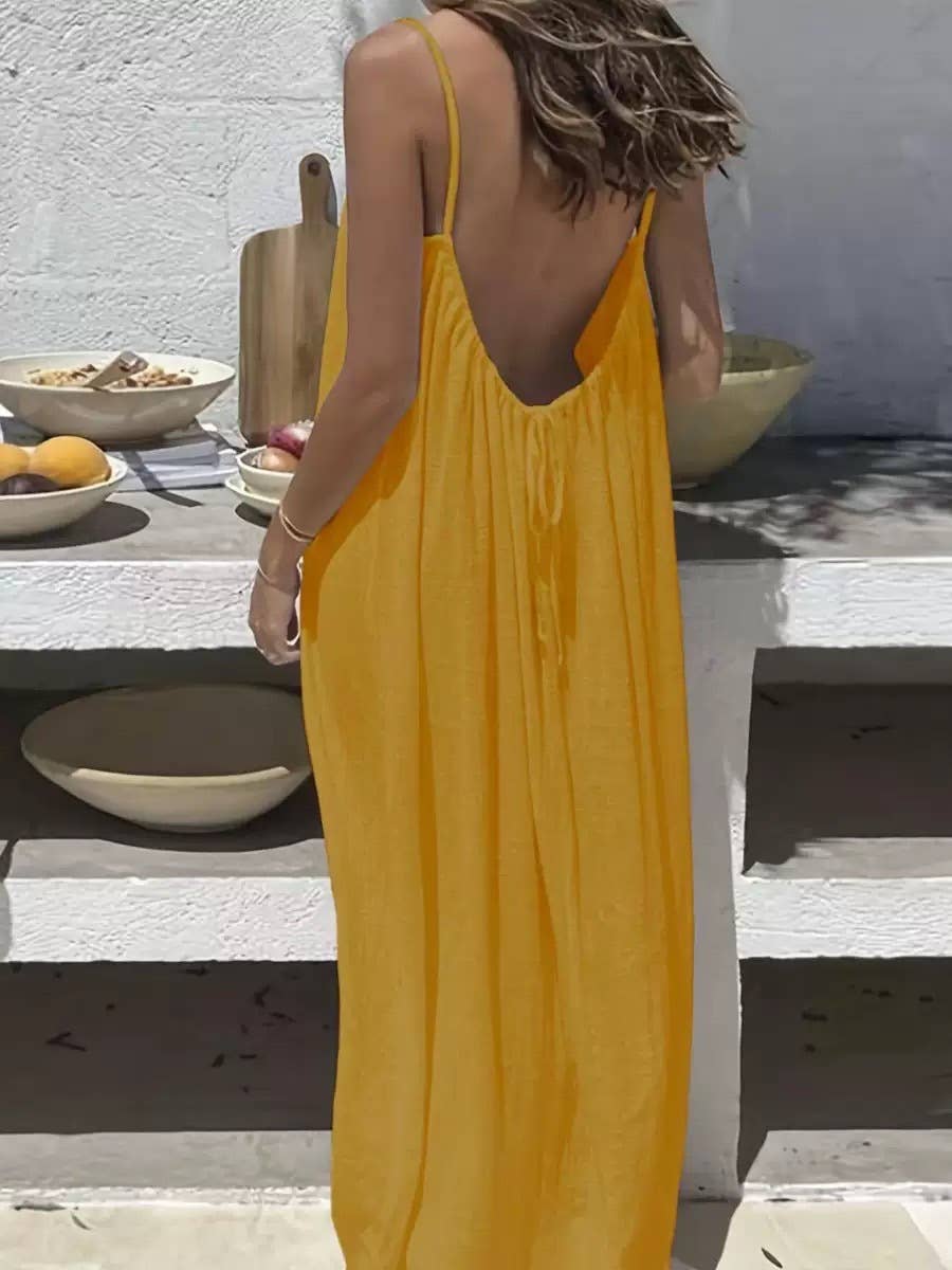 Boho Beach Backless Tie Multi Color Cami Dress