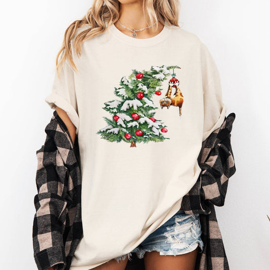 Cat Christmas Tree, Funny, Naughty Santa Snow, Xmas Tshirt