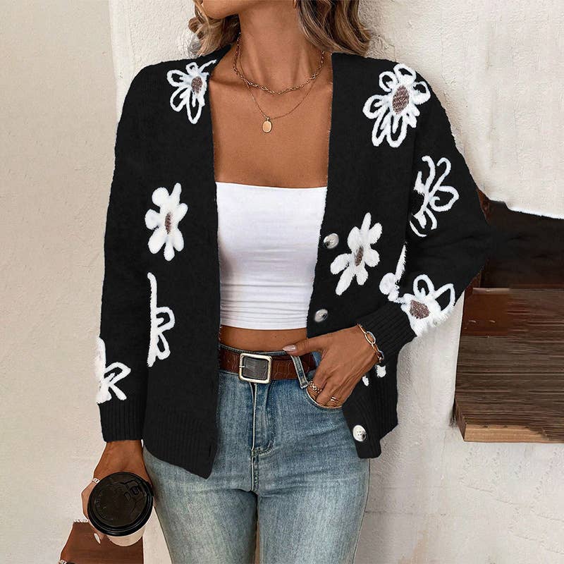 Floral Button Front Cardigan
