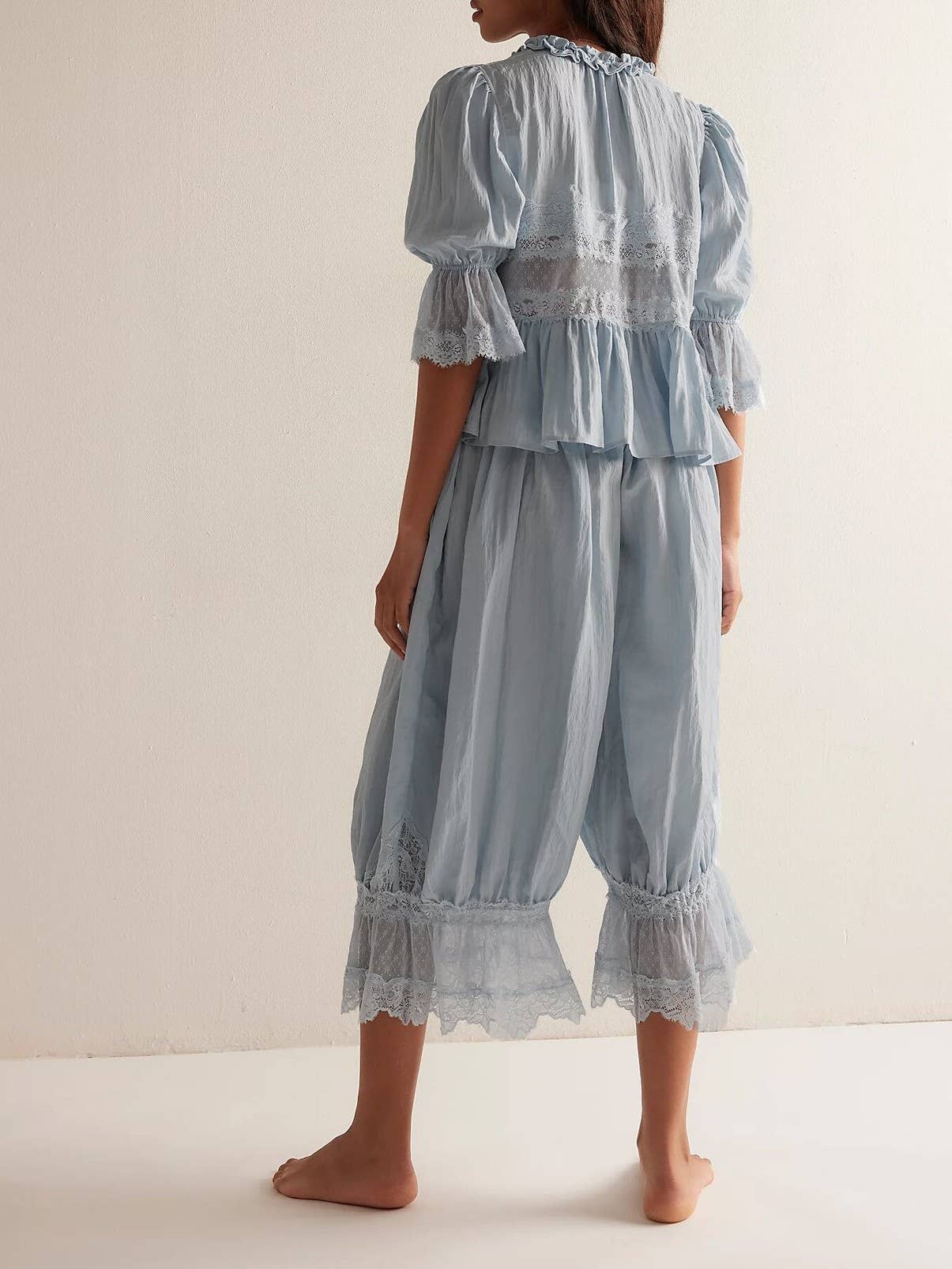 Boho vintage Victoria ancient ways tie front lace blouse